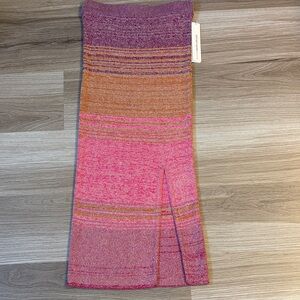 Aqua Pink and Orange Knit Pencil Skirt XS